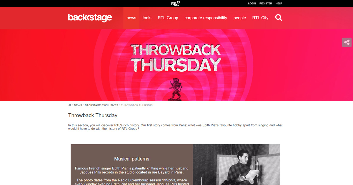 RTL Group Backstage Throwback Thursday