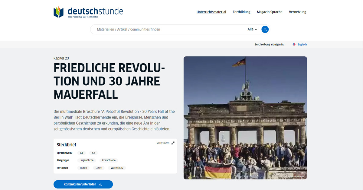 Goethe Deutschstunde - Unterrichtsmaterial