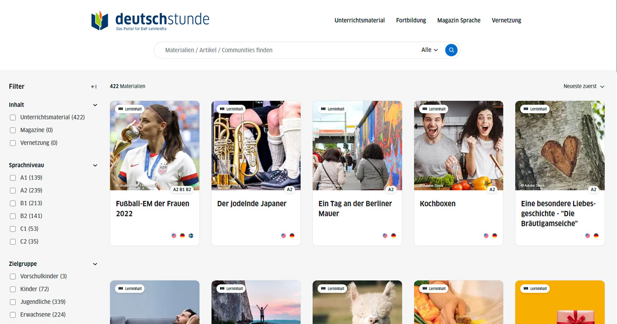 Goethe Deutschstunde - Facetten Suche