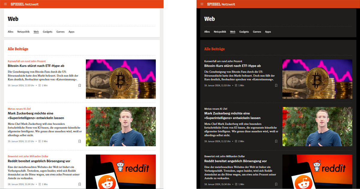 Webdesign Trends 2024 - Dark Mode
