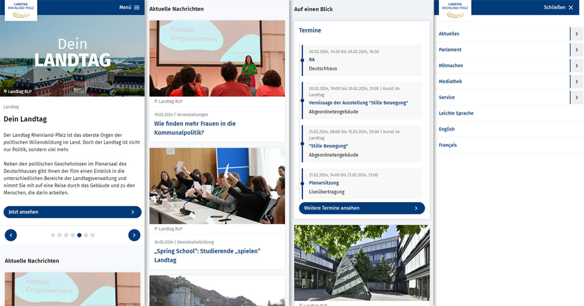 Landtag Rheinland-Pfalz responsive mobile Ansicht