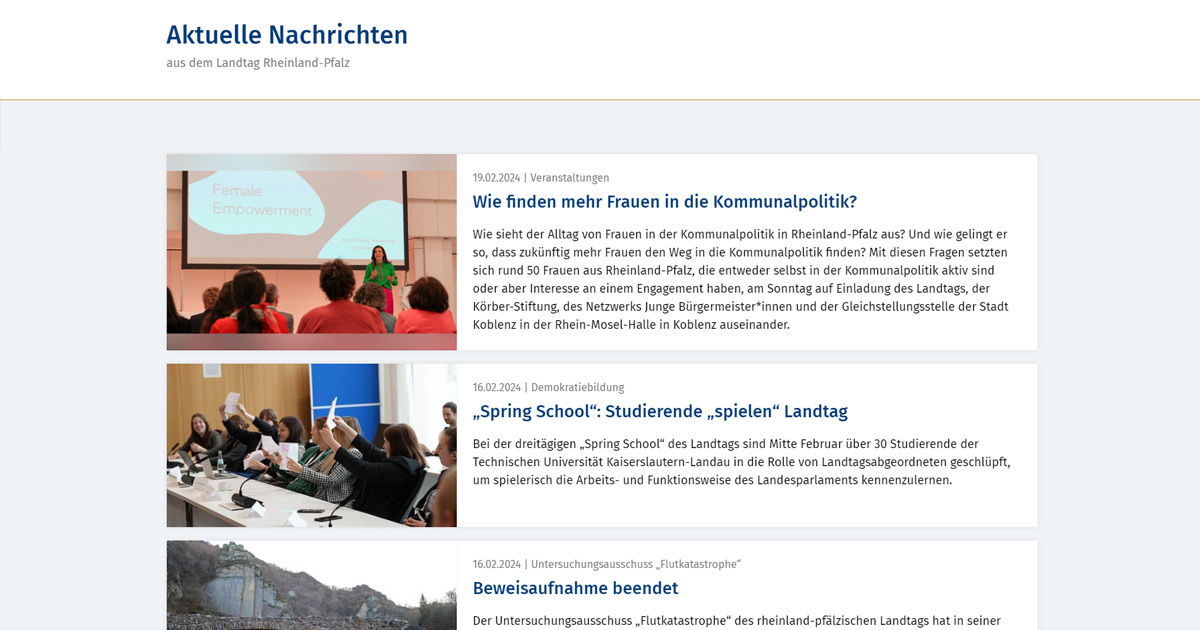 Landtag Rheinland-Pfalz News &Uuml;bersicht