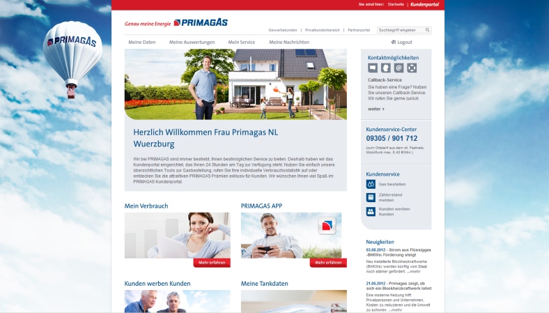 PRIMAGAS Kundenportal Screenshot