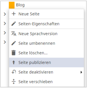 Seite aus Kontextmenü publizieren