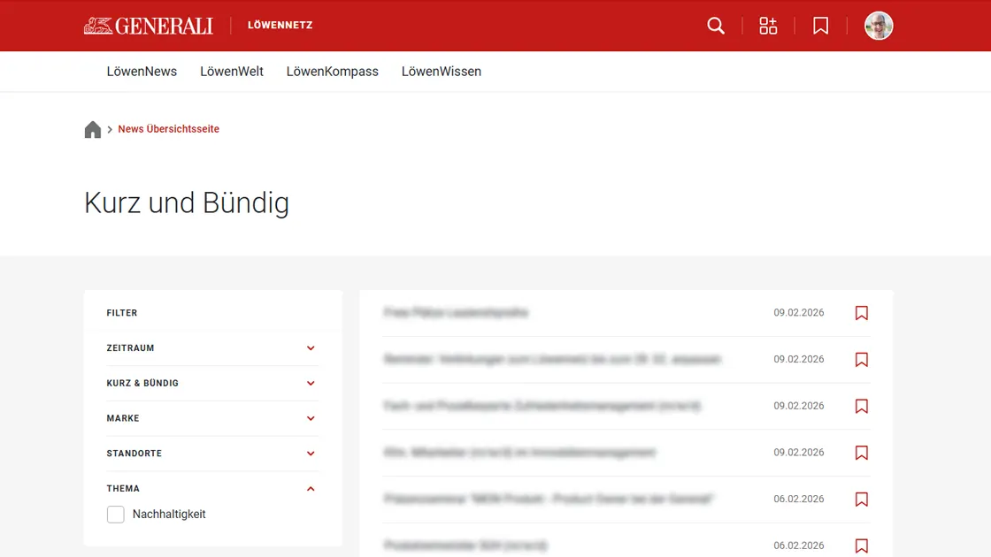 Generali Deutschland Intranet - Suche Kurz und B&uuml;ndig