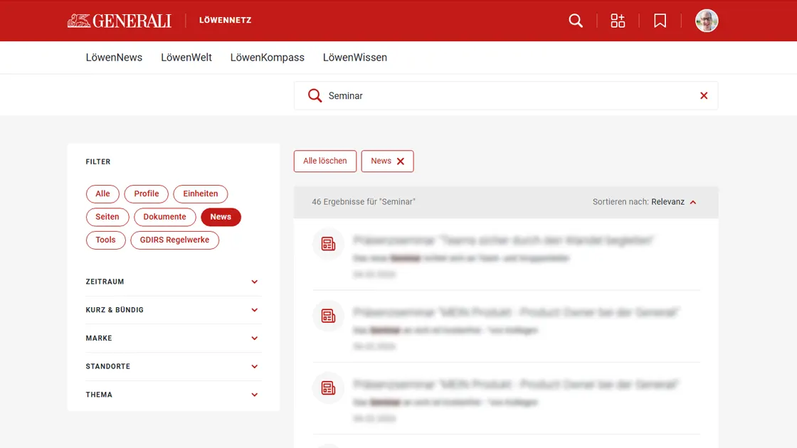 Generali Deutschland Intranet - Suche News
