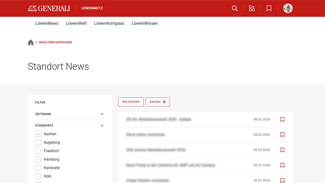 Generali Deutschland Intranet - Suche Standort News