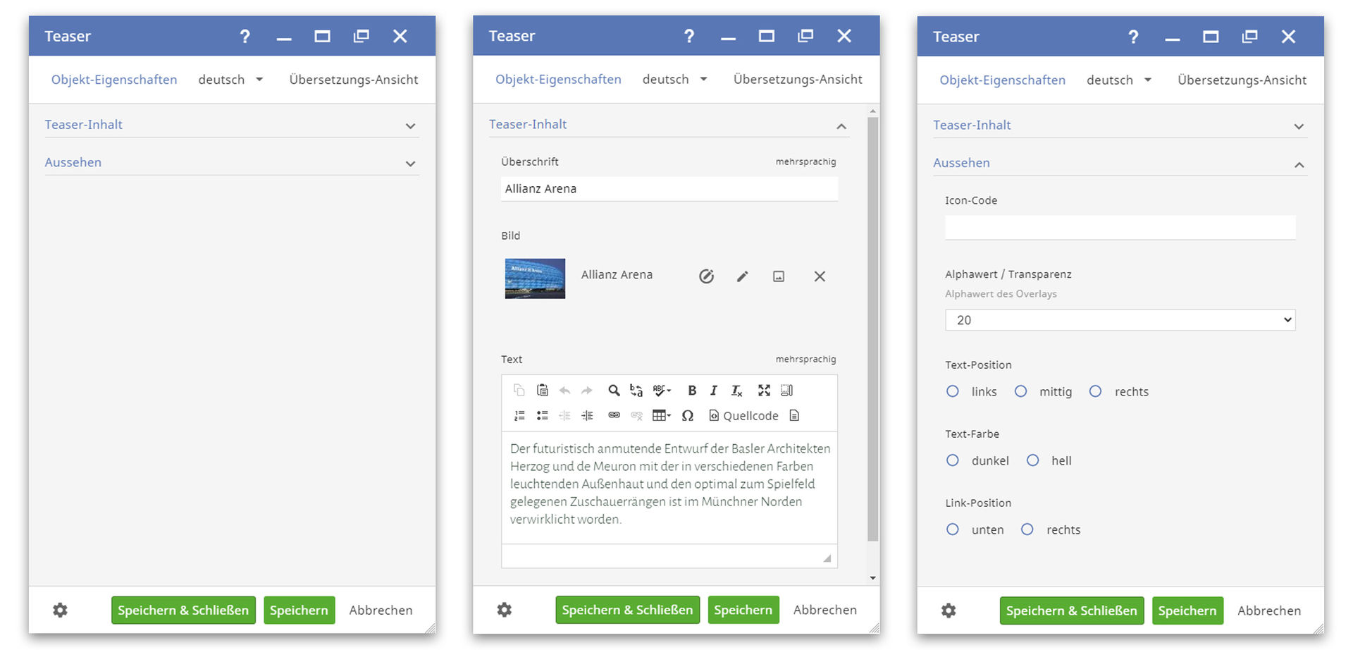 CONTENS Web Content Management System strukturierte Inhalte