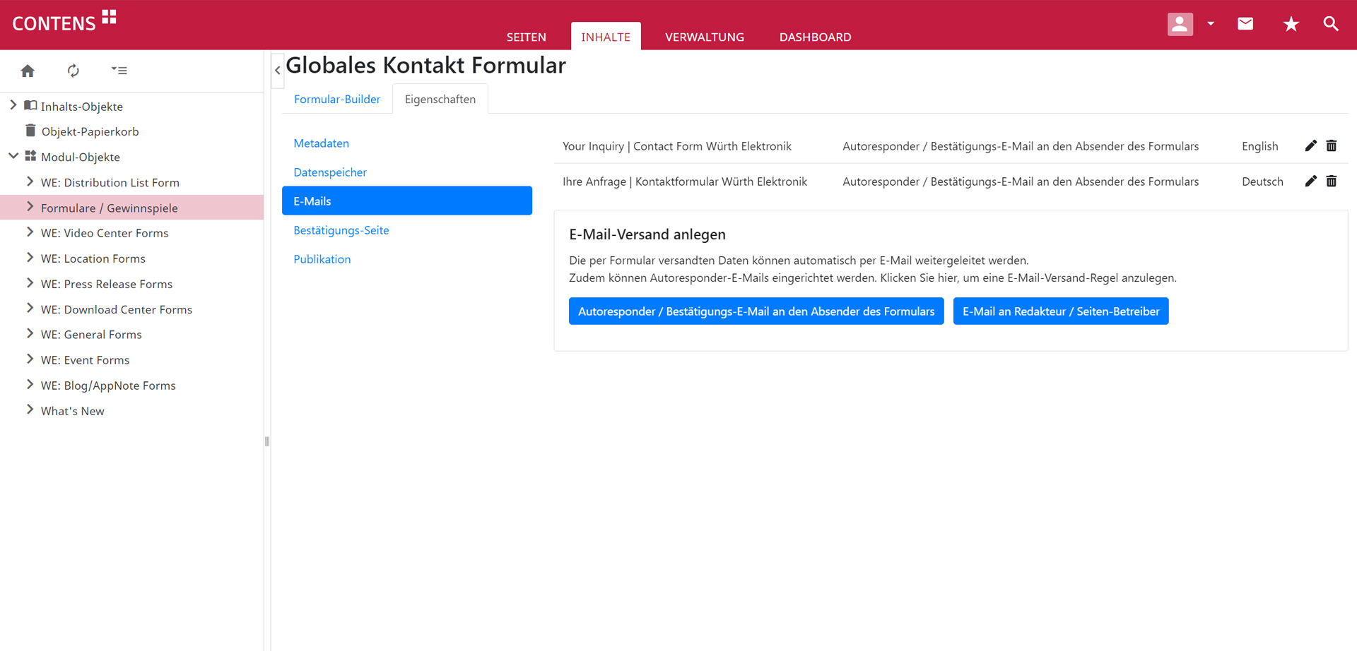 Würth Elektronik Formular Metadaten