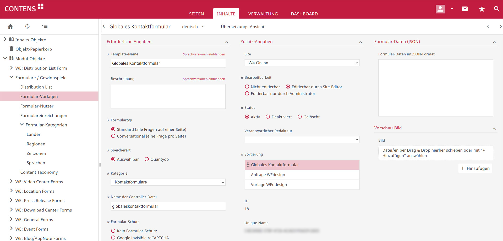 Würth Elektronik Formular Administration