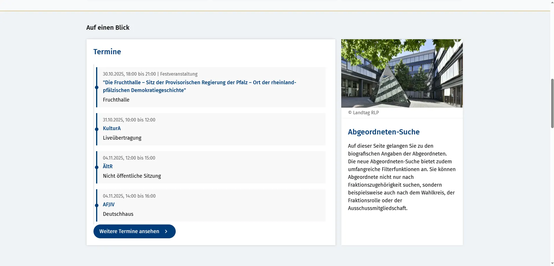 Terminliste des Landtag Rheinland-Pfalz