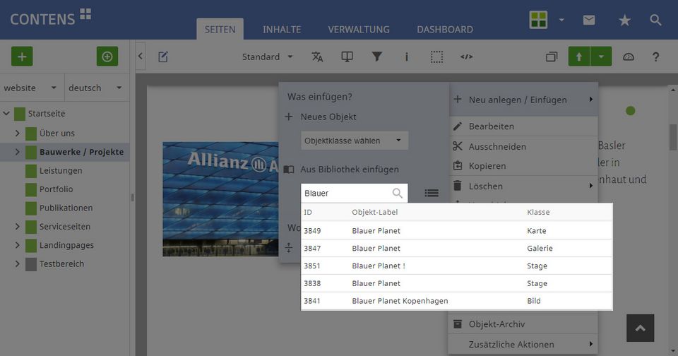 CONTENS Tipp - Einfügen von Objekten
