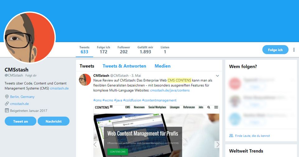 CONTENS Review bei CMSstash