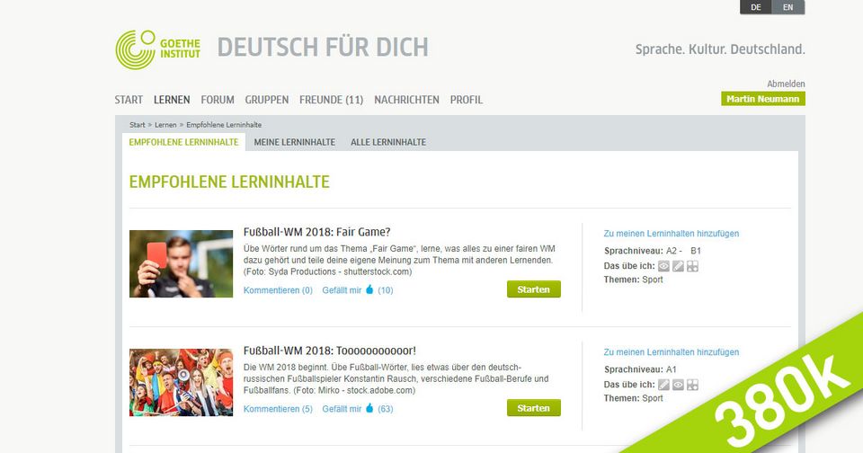 Deutsch für Dich - 384.000 Nutzer