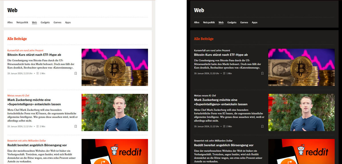 Webdesign Trends 2024 - Dark Mode