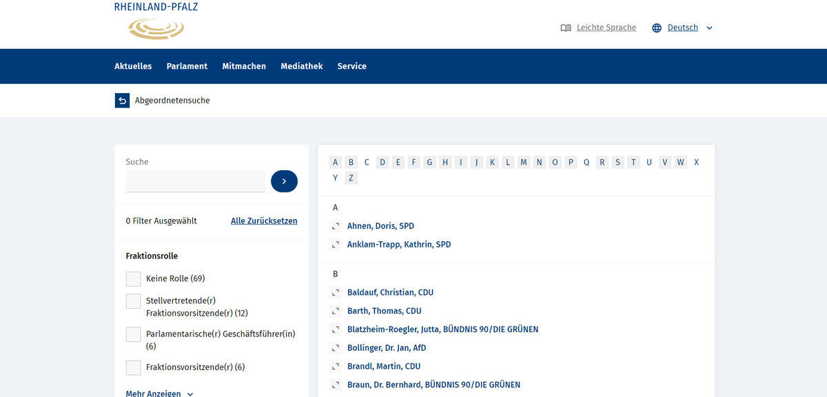 Landtag Rheinland-Pfalz Abgeordnetensuche