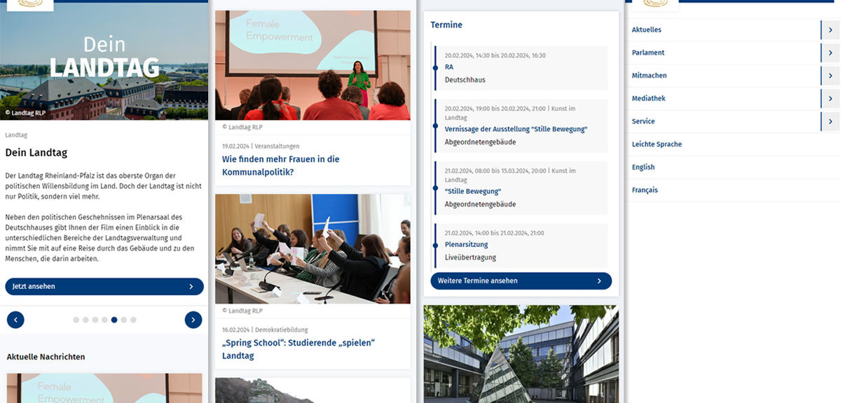 Landtag Rheinland-Pfalz responsive mobile Ansicht