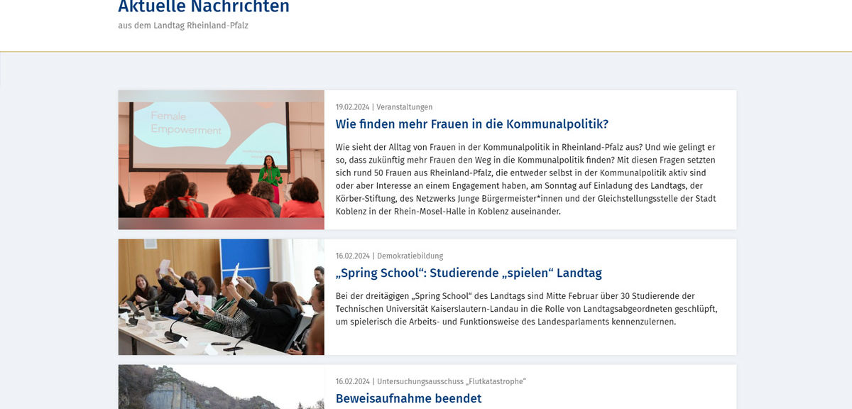 Landtag Rheinland-Pfalz News Übersicht