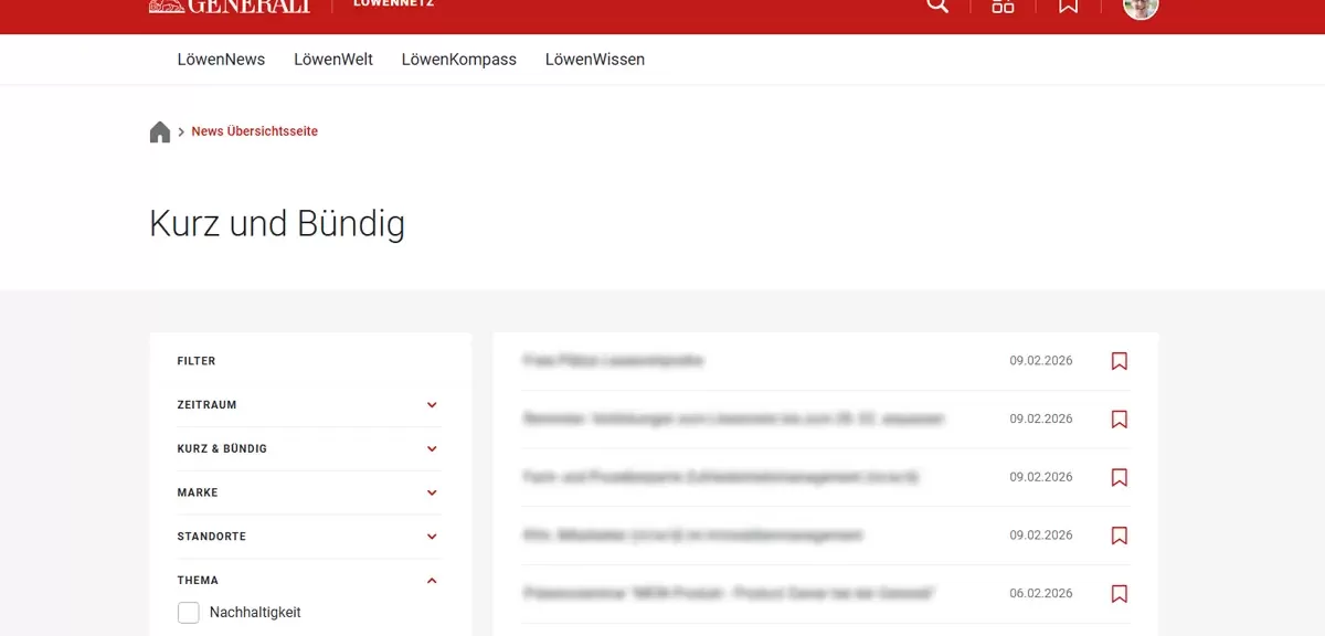Generali Deutschland Intranet - Suche Kurz und B&uuml;ndig