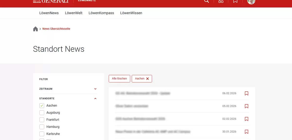 Generali Deutschland Intranet - Suche Standort News