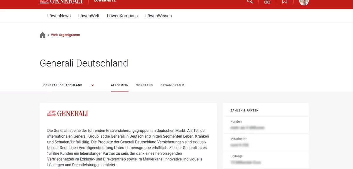 Generali Deutschland Intranet - Weborga Allgemein