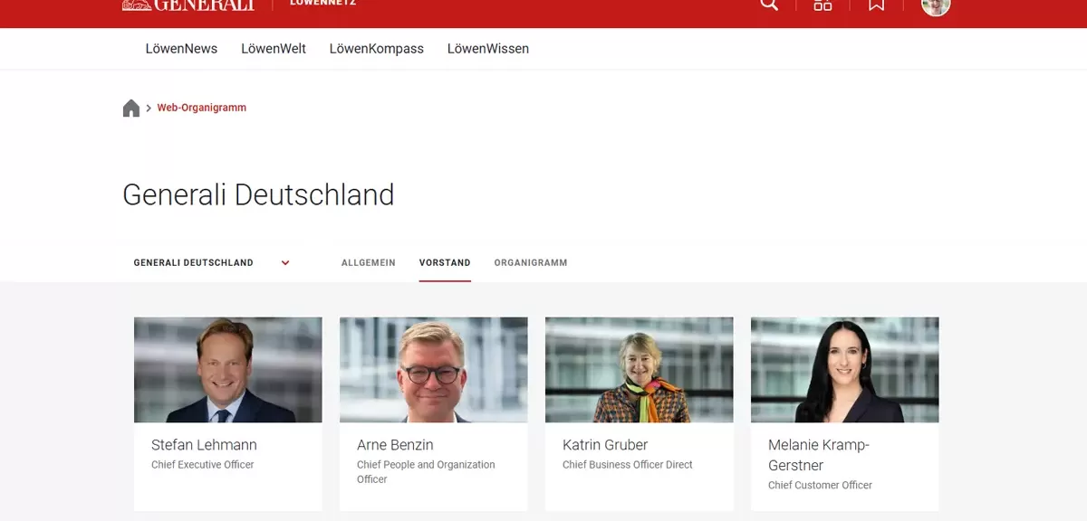 Generali Deutschland Intranet - Weborga Vorstand